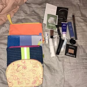 Makeup bags & sample products